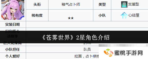 《苍雾世界》2星角色介绍