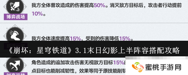 《崩坏：星穹铁道》3.1末日幻影上半阵容搭配攻略