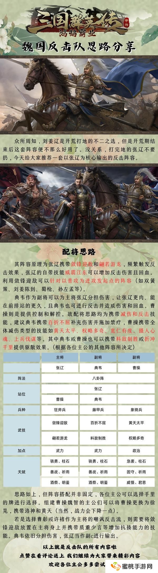 《三国群英传：鸿鹄霸业》武将攻略丨反击流